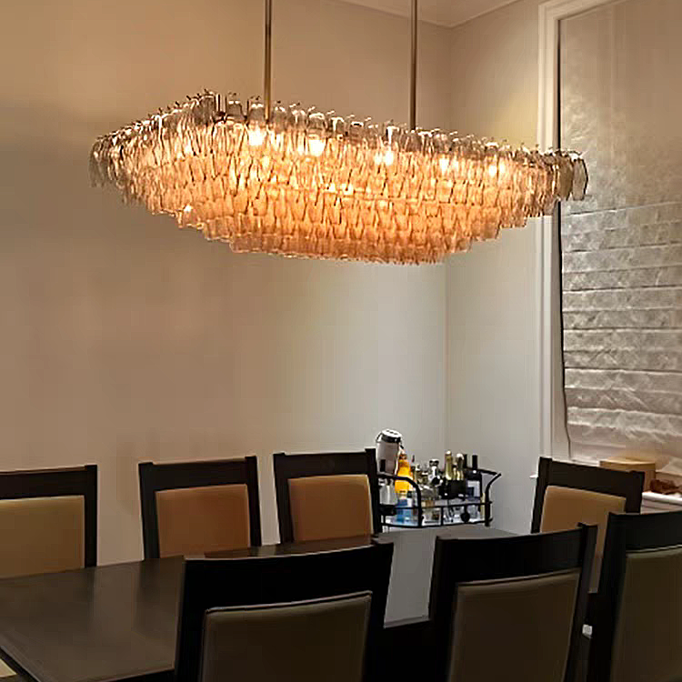 Italian Smoke Glass Square Chandelier 60"(customized)