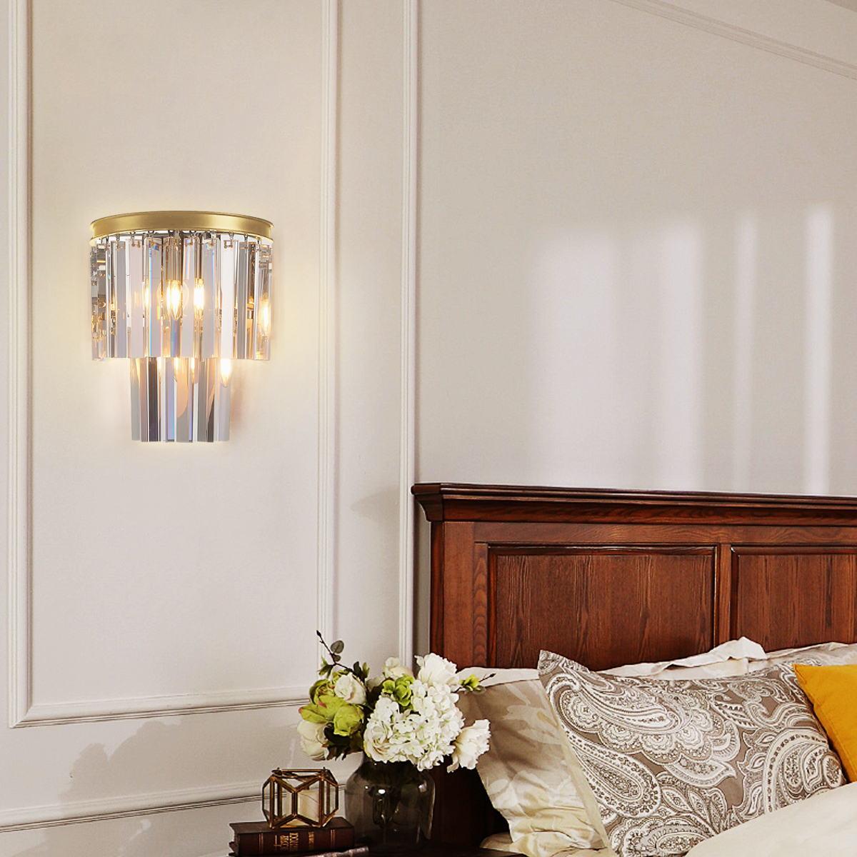 Beckett 2-Tier Crystal Semi-Round Sconce