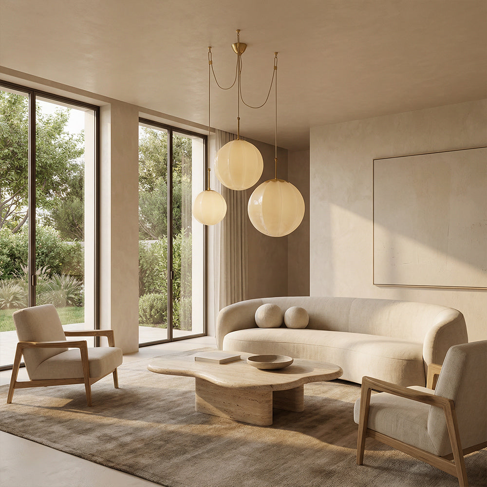 Aveline Multi-Globe Ribbed Opal Glass Chandelier