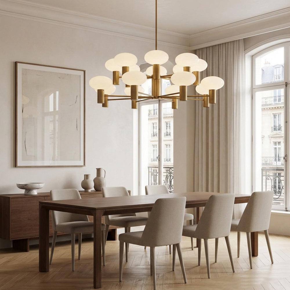 Broad Two-Layer Round Chandelier