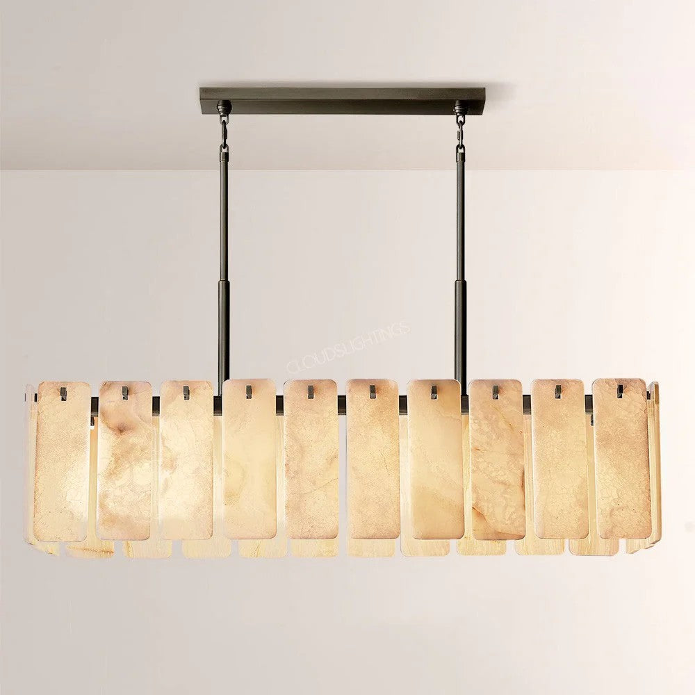 Casalle Alabaster Rectangular Chandelier 60"L