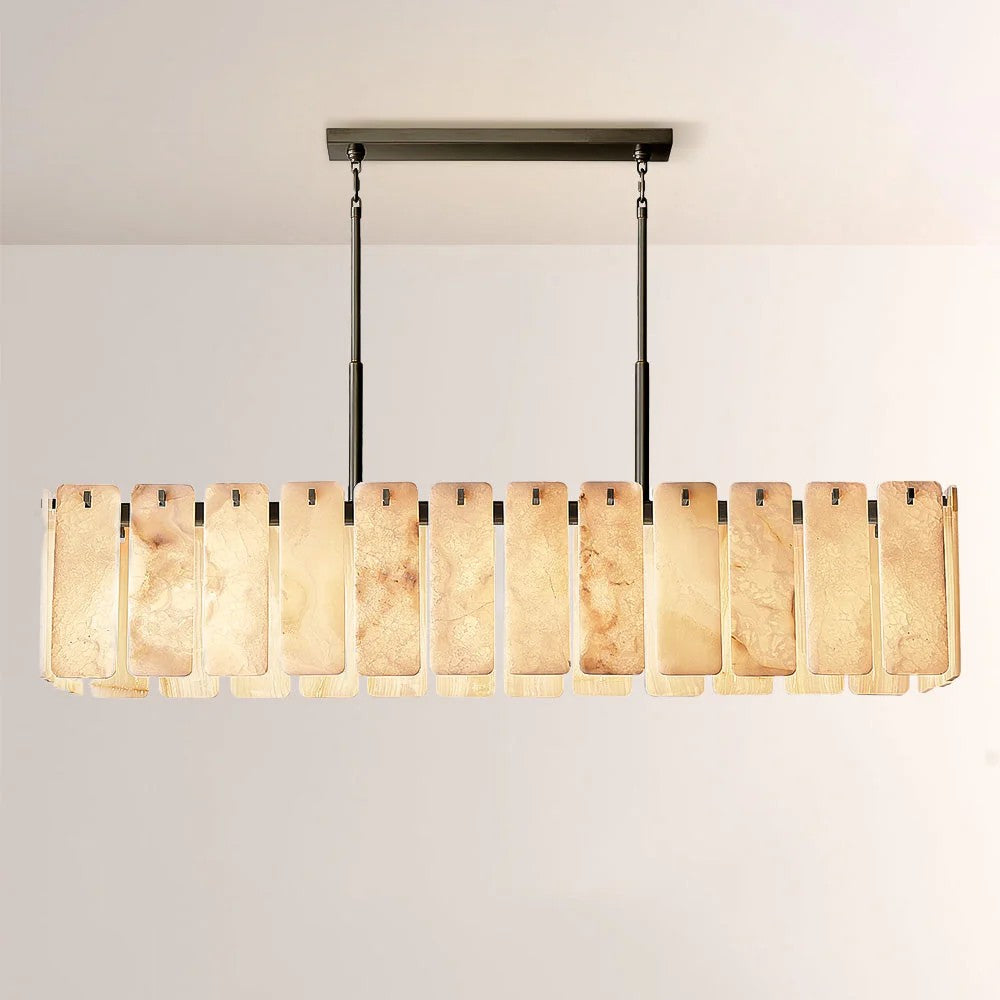 Casalle Alabaster Rectangular Chandelier 72"L
