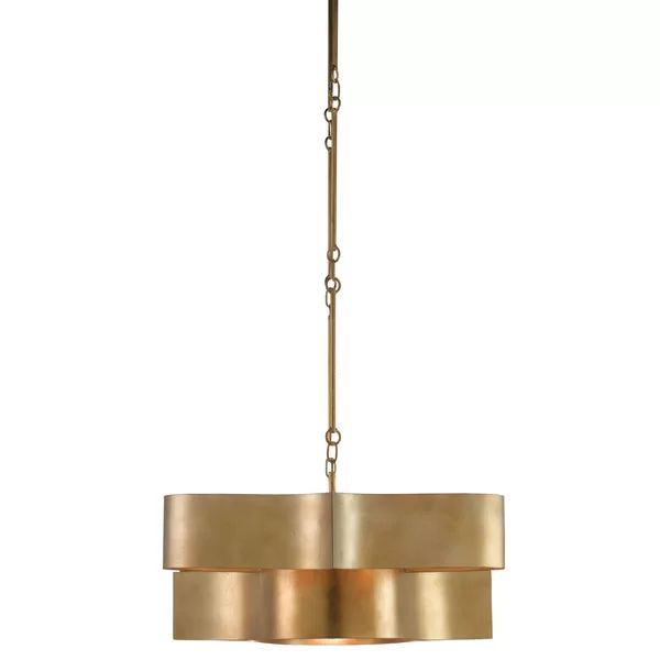 Classical Lotus 6-Light 2-Tier Chandelier - Gold / Silver