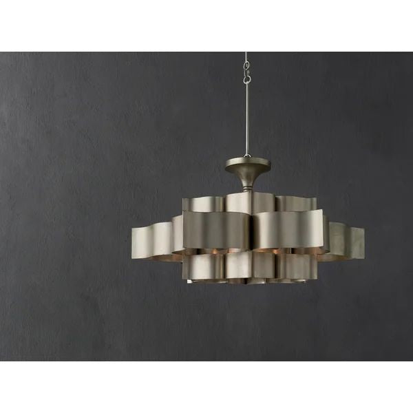 Classical Lotus 6 Lights Chandelier - Silver
