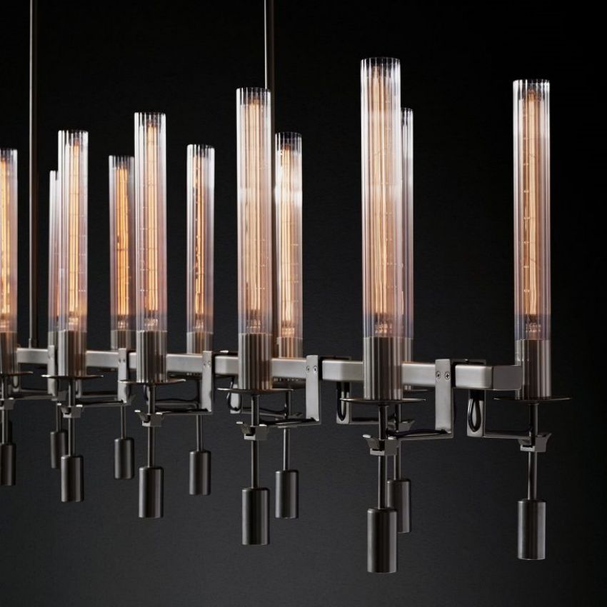 Prismatic plus Linear Chandelier 66"