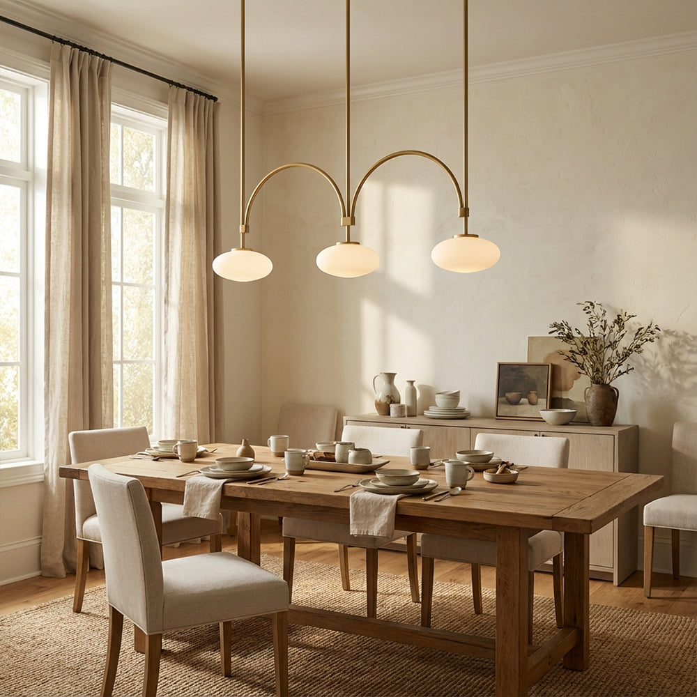 Ellara Curved-Arm Opal Glass Chandelier