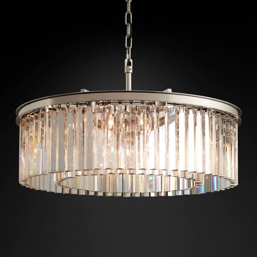 French Classicm  Round Chandelier 32"D/43"D,Art Deco Chandelier,1920s Odeon Chandelier