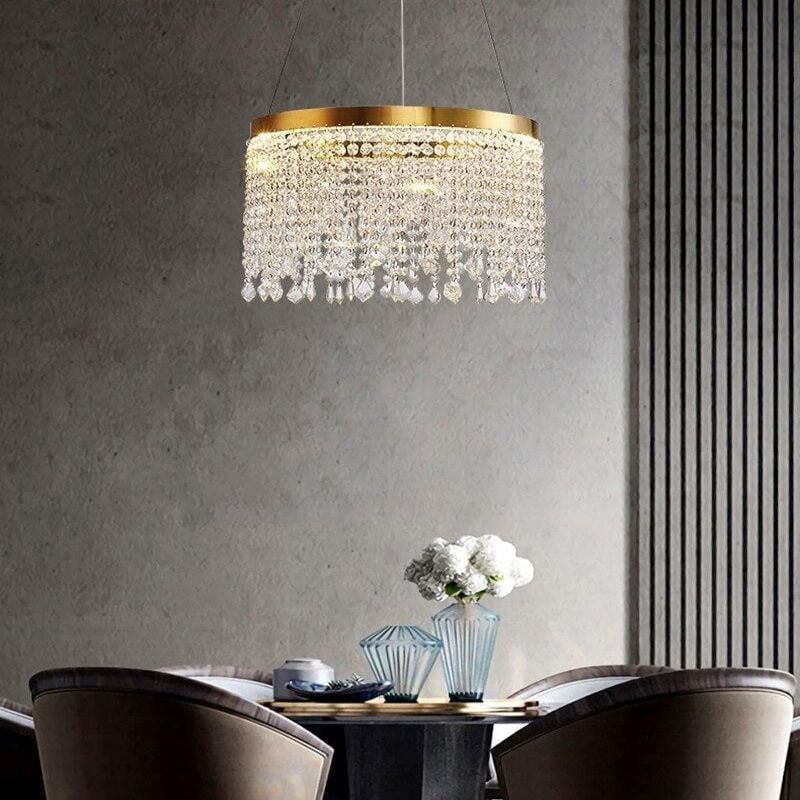 Modern Crystal Tassel Ring Chandelier, Crystal Chandelier in living room