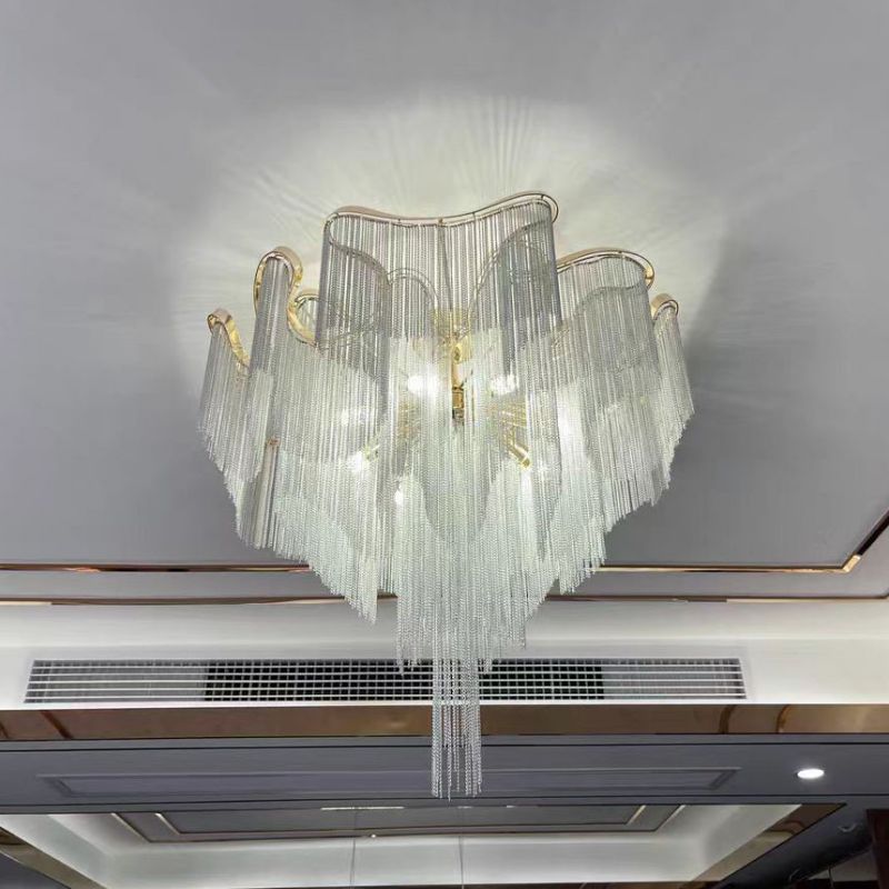 Modern Aluminum Chain Tassel Flushmount