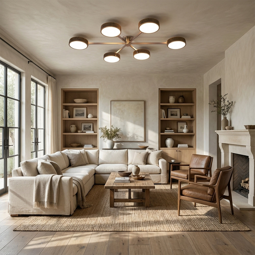 Monterra 6 Arm Modern Semi Flushmount