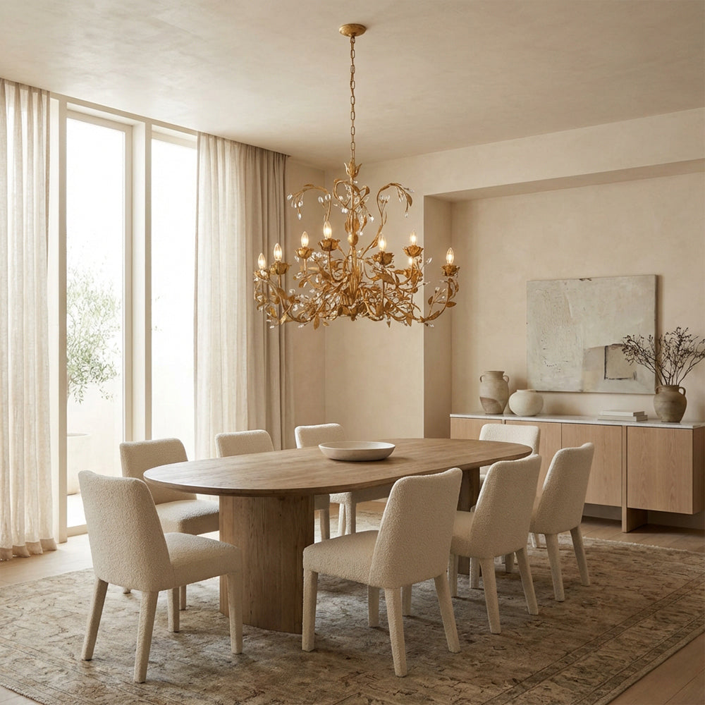 Nora Gilded Floral Crystal Round Chandelier