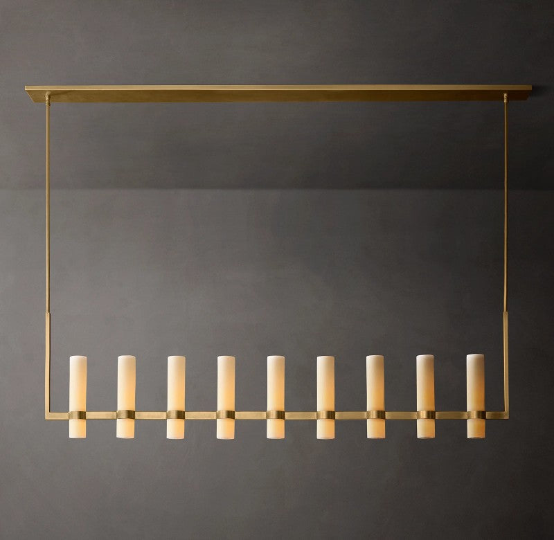 Revalle Linear Milk Glass Chandelier 71"