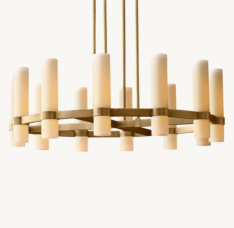 Revalle Round Milk Glass Chandelier 36"