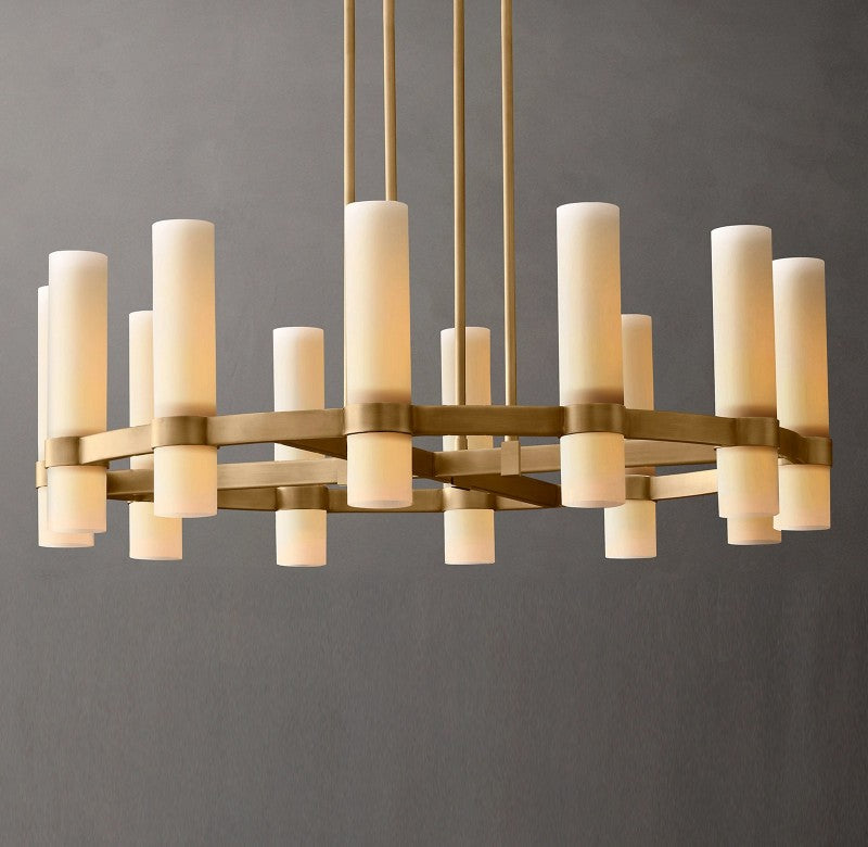 Revalle Round Milk Glass Chandelier 36"