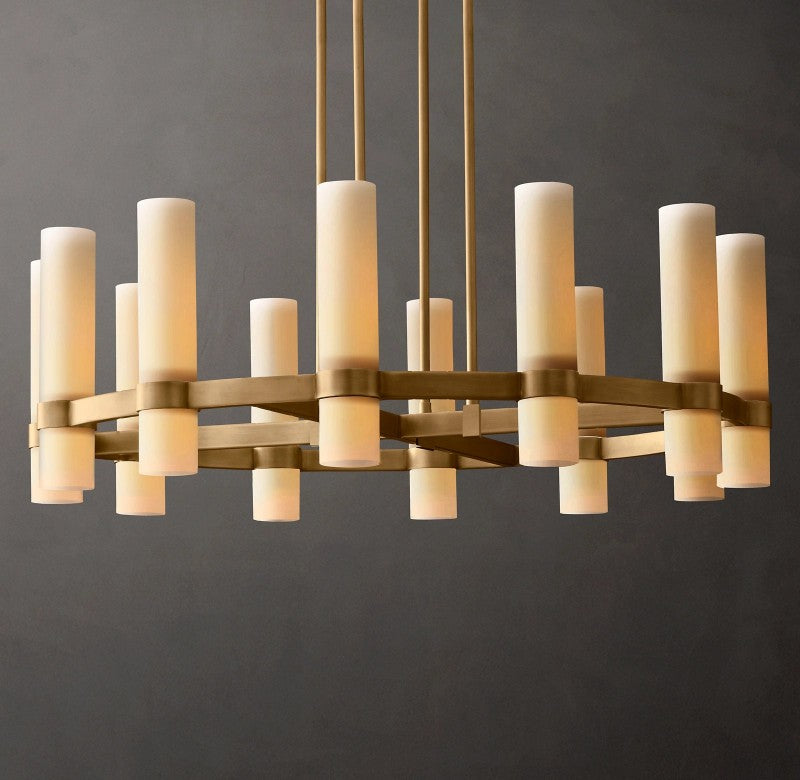 Revalle Round Milk Glass Chandelier 36"