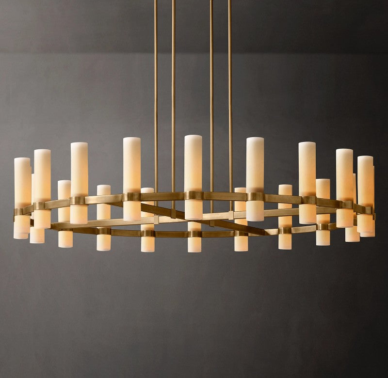 Revalle Round Milk Glass Chandelier 60"