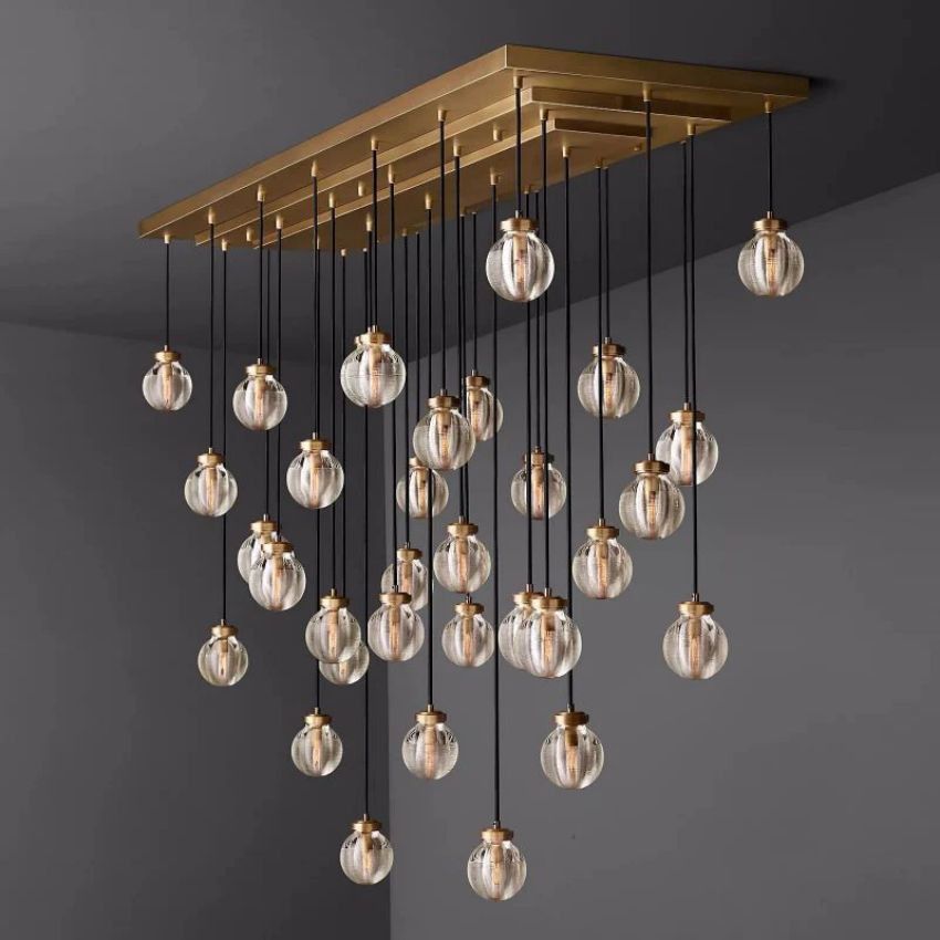 Alieen Pearl Ball Rectangular Chandelier 72”