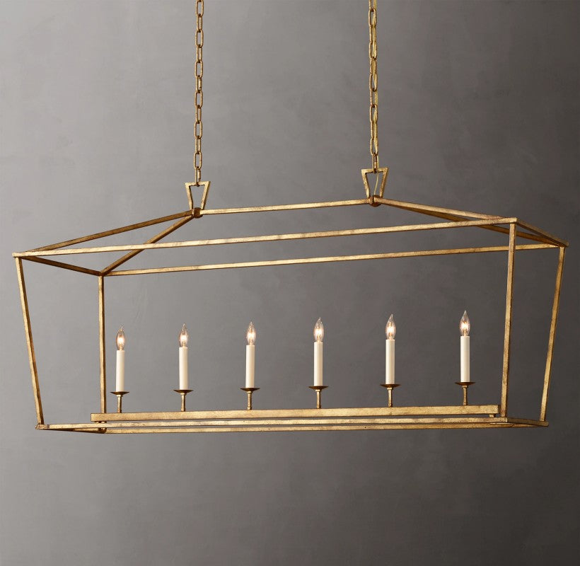 Vintage Openwork Rectangular Chandelier 54"