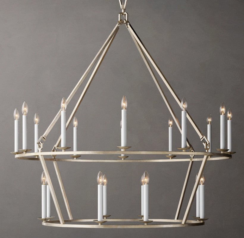 Vintage Openwork Two-Tier Round Chandelier 50"