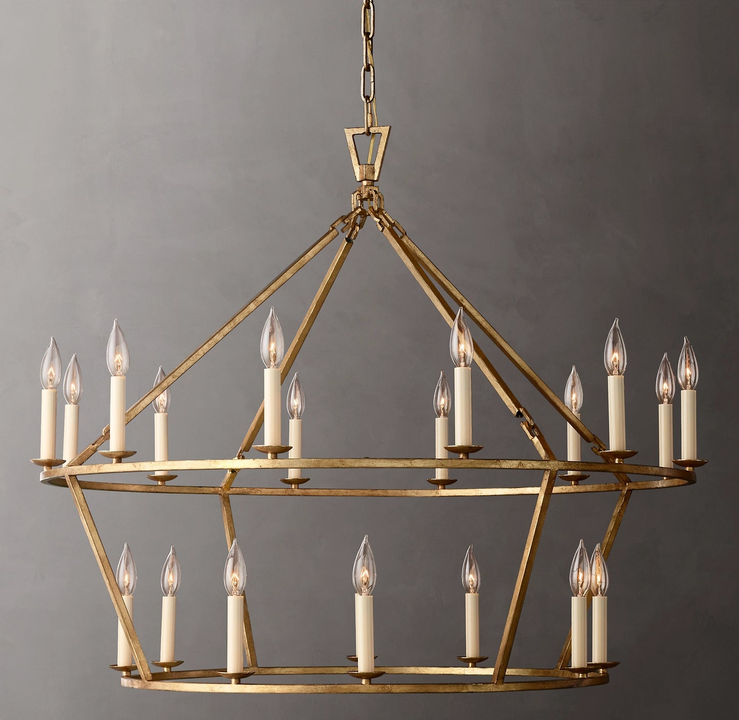 Vintage Openwork Two-Tier Round Chandelier 40"