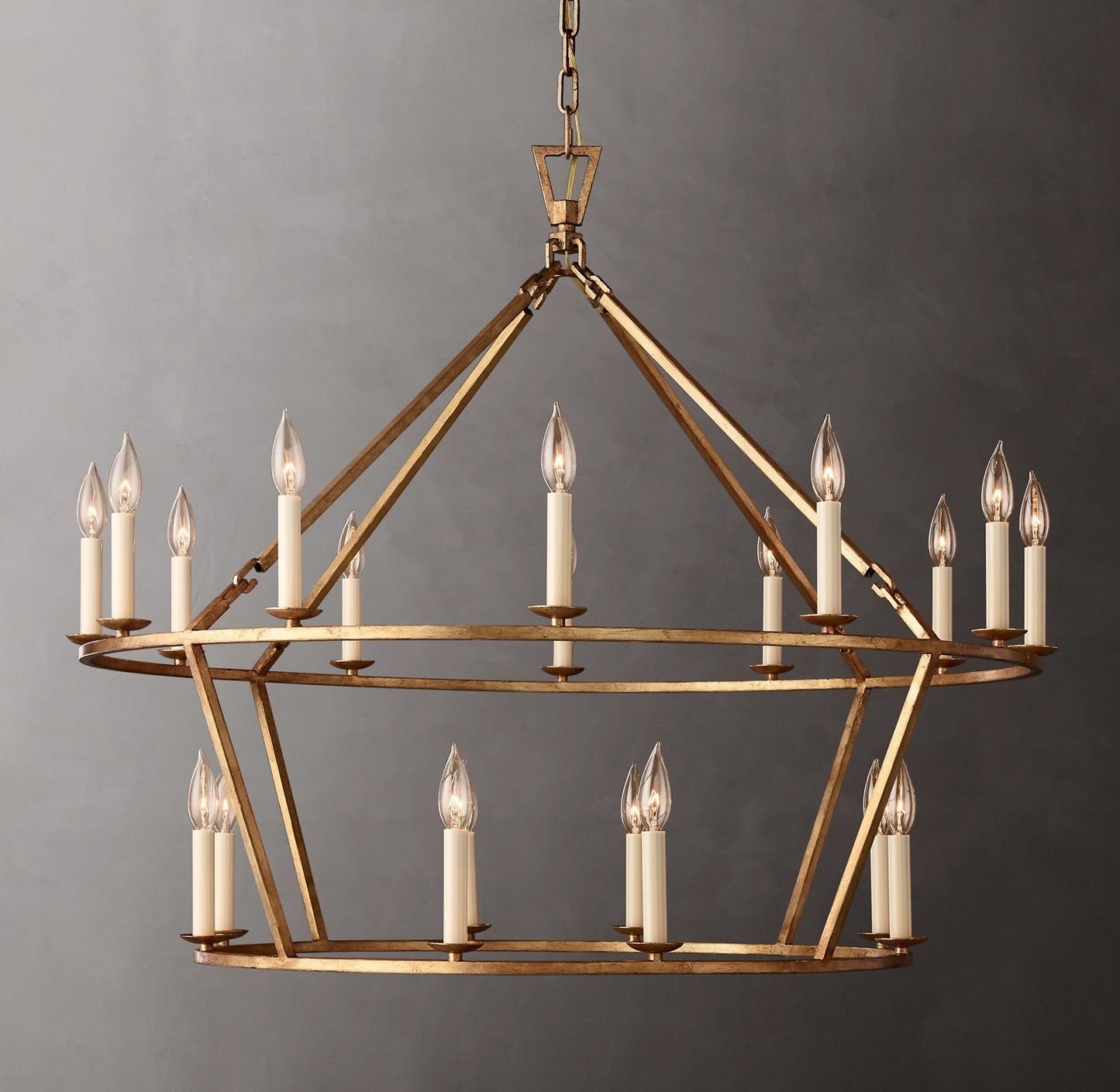 Vintage Openwork Two-Tier Round Chandelier 40"