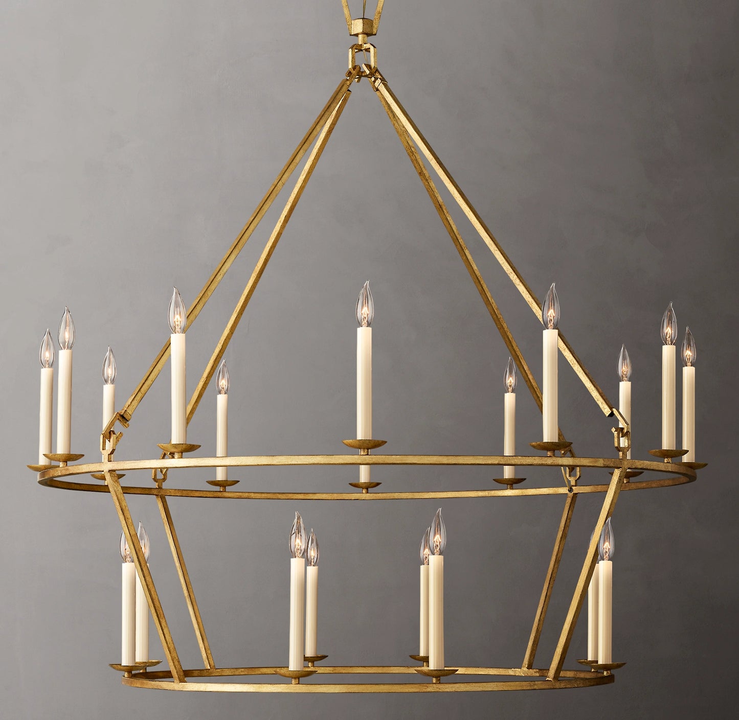 Vintage Openwork Two-Tier Round Chandelier 50"