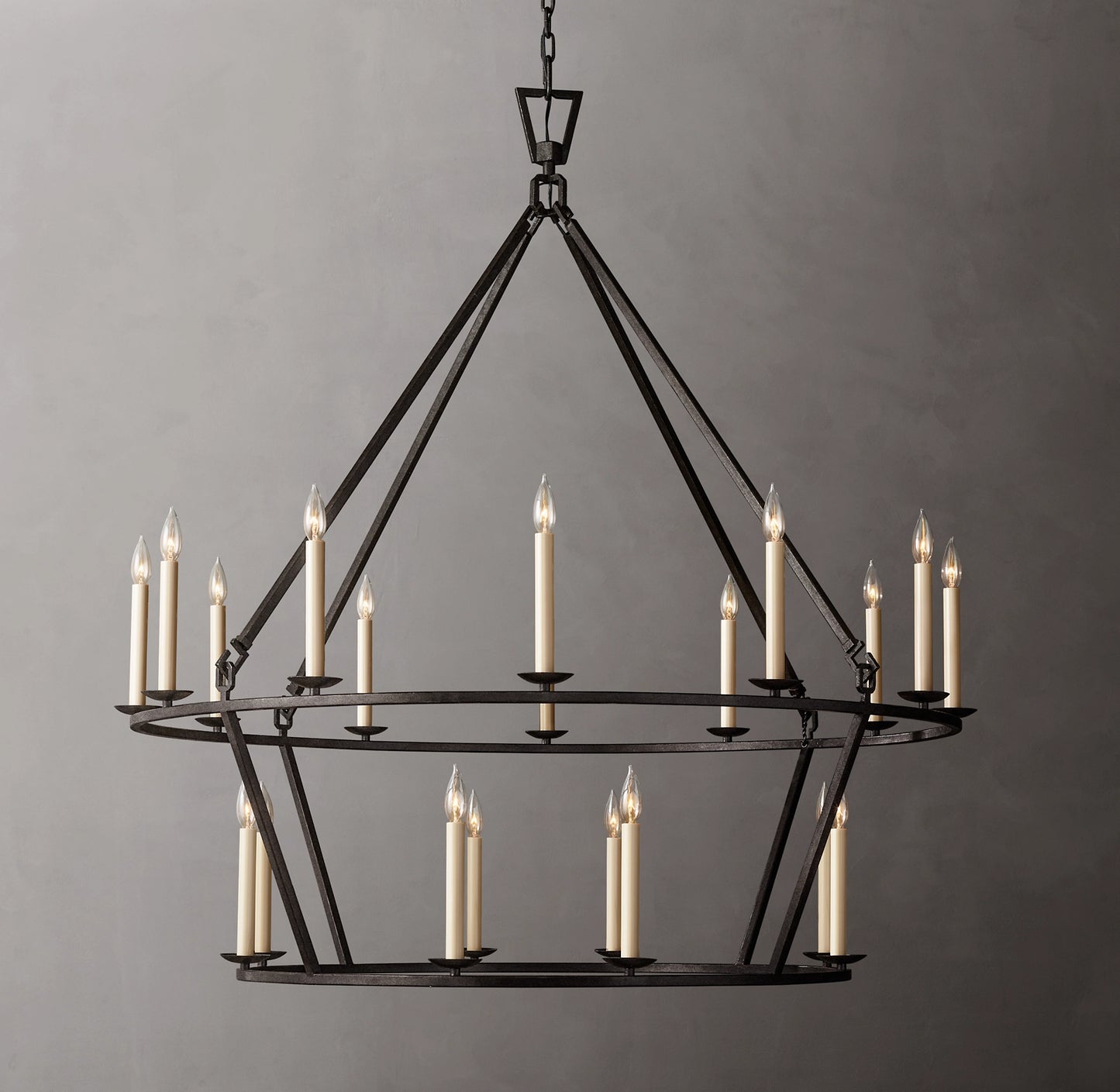 Vintage Openwork Two-Tier Round Chandelier 50"