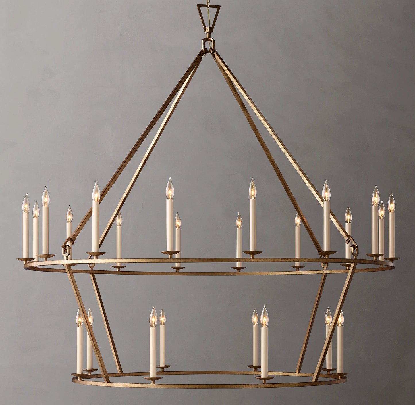 Vintage Openwork Two-Tier Round Chandelier 62"