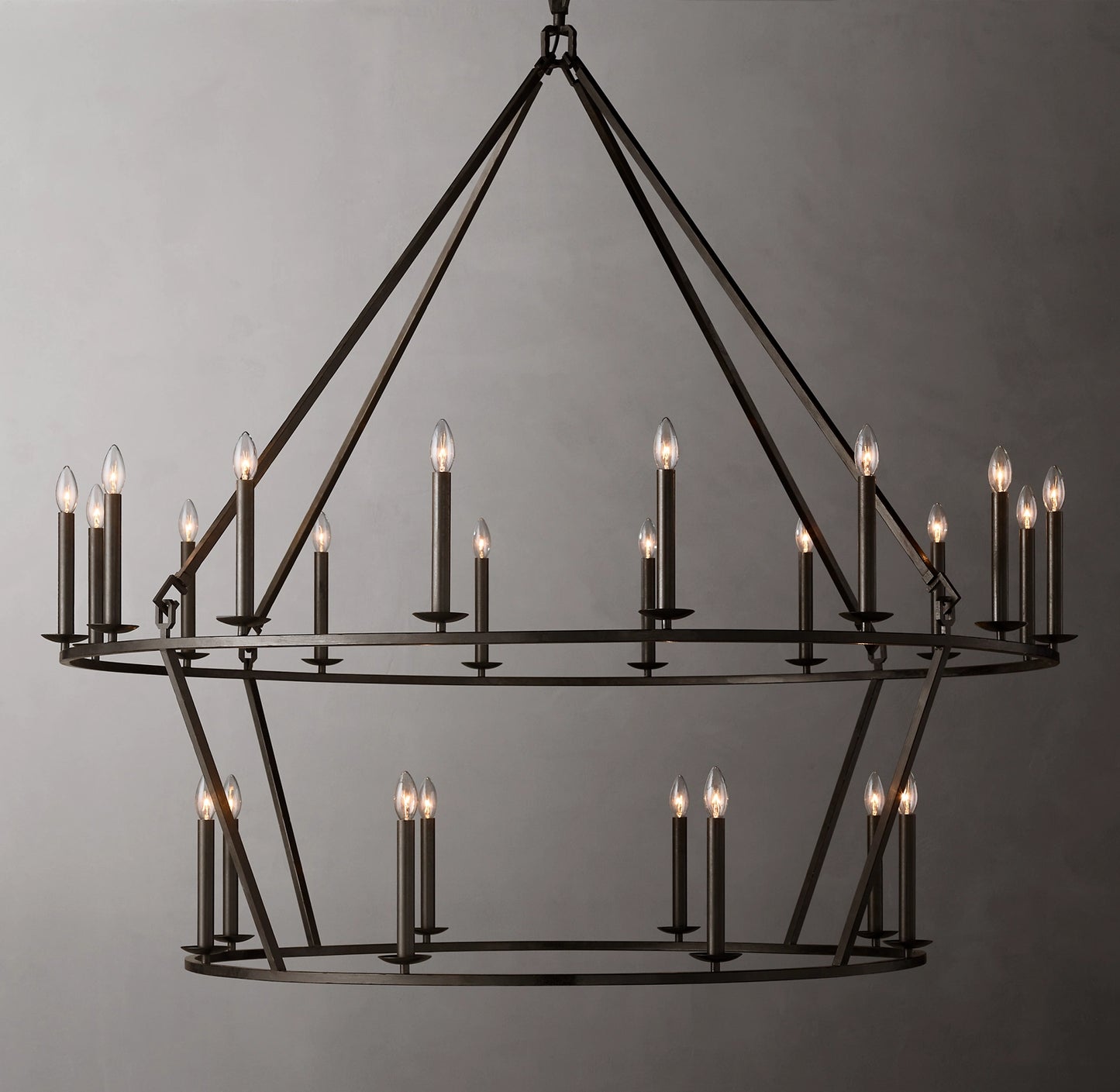 Vintage Openwork Two-Tier Round Chandelier 62"