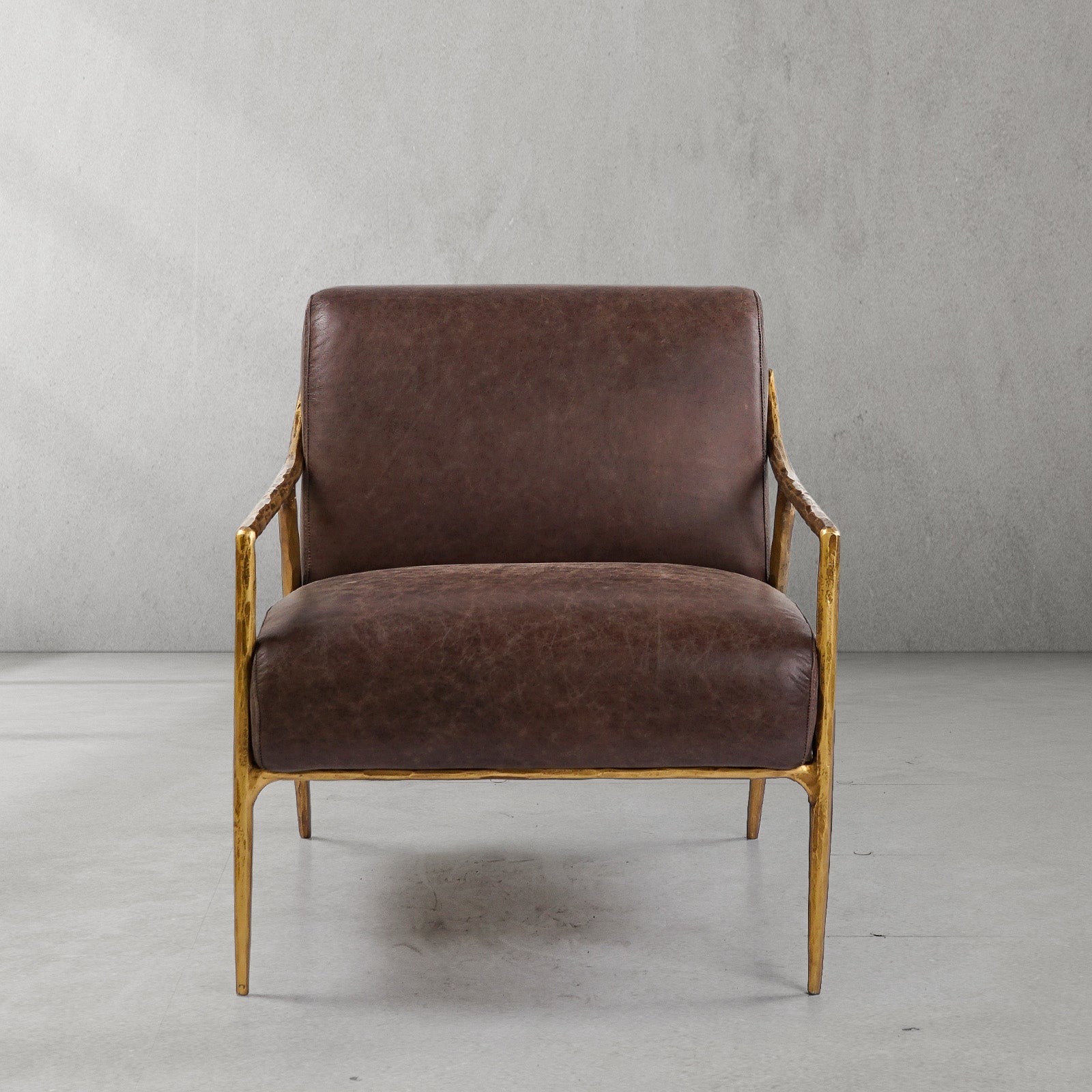 Thaddeus Brown Leather Accent Chair