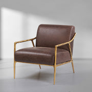 Thaddeus Brown Leather Accent Chair