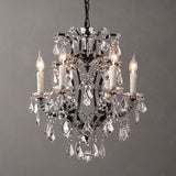 19th C. Rococo Iron & Crystal Round Chandelier 18"