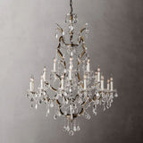 19th C. Rococo Iron & Crystal Round Chandelier 40"