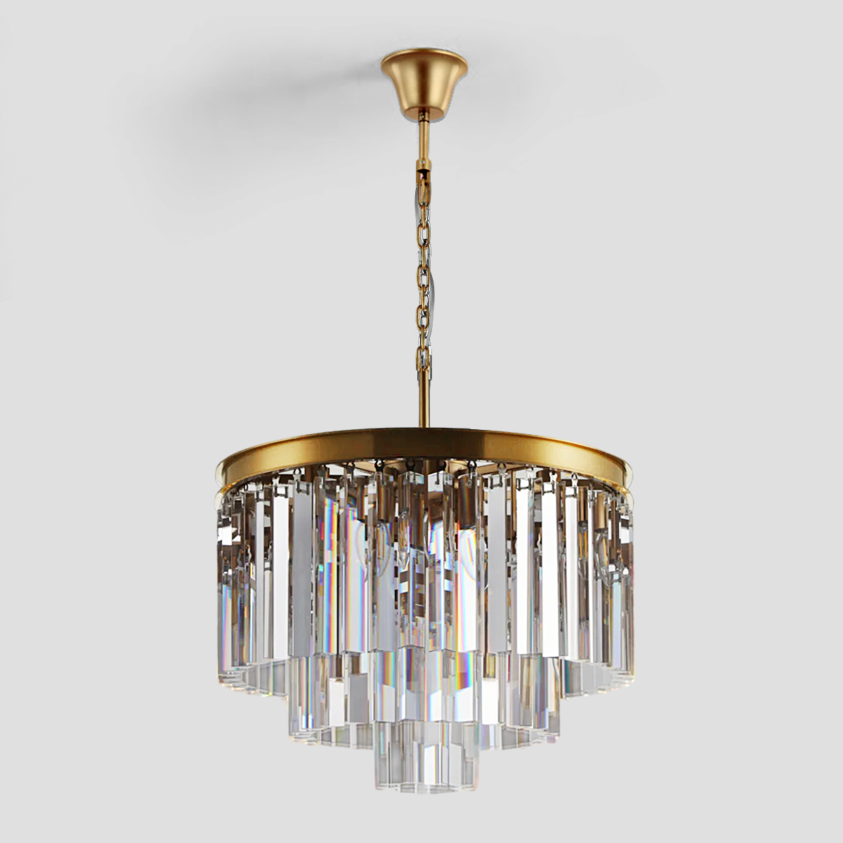 Beckett Multi-Tier Clear/Smoke Crystal Round Chandelier