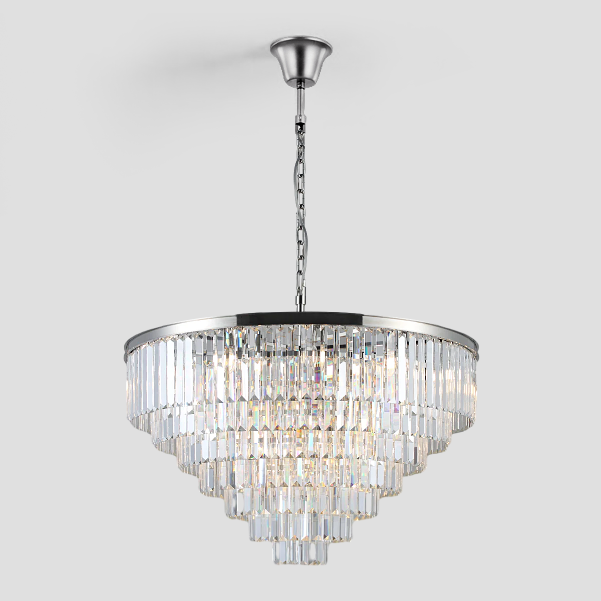 Beckett Multi-Tier Clear/Smoke Crystal Round Chandelier