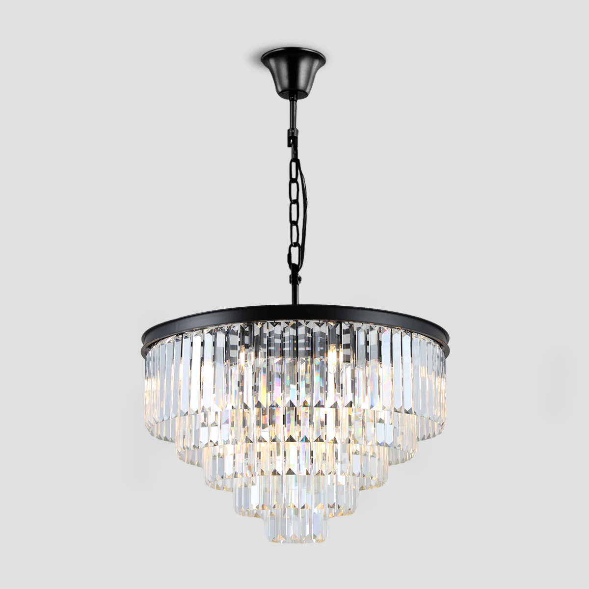 Beckett Multi-Tier Clear/Smoke Crystal Round Chandelier