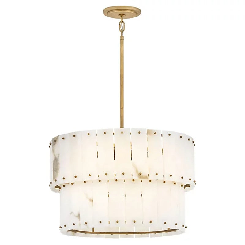 Simo Alabaster Round 2-Tier Chandelier D17.5"/D24"