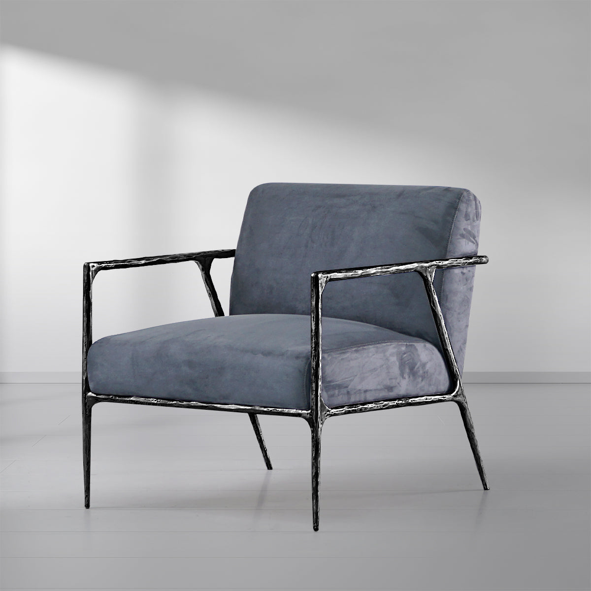 Thaddeus Retro Silver Iron Frame Track Armchair