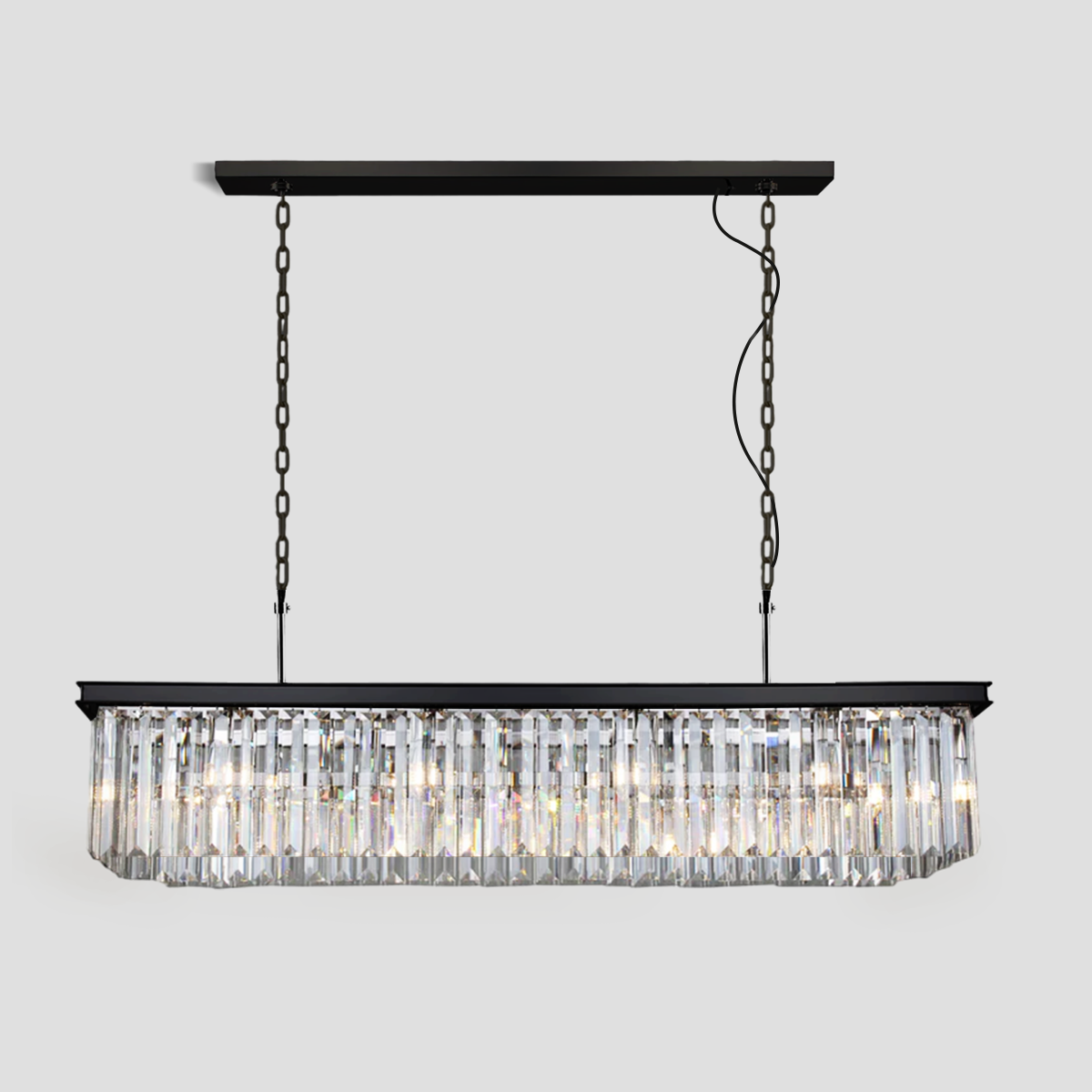 Beckett Single-Tier Rectangular Crystal Rod Chandelier