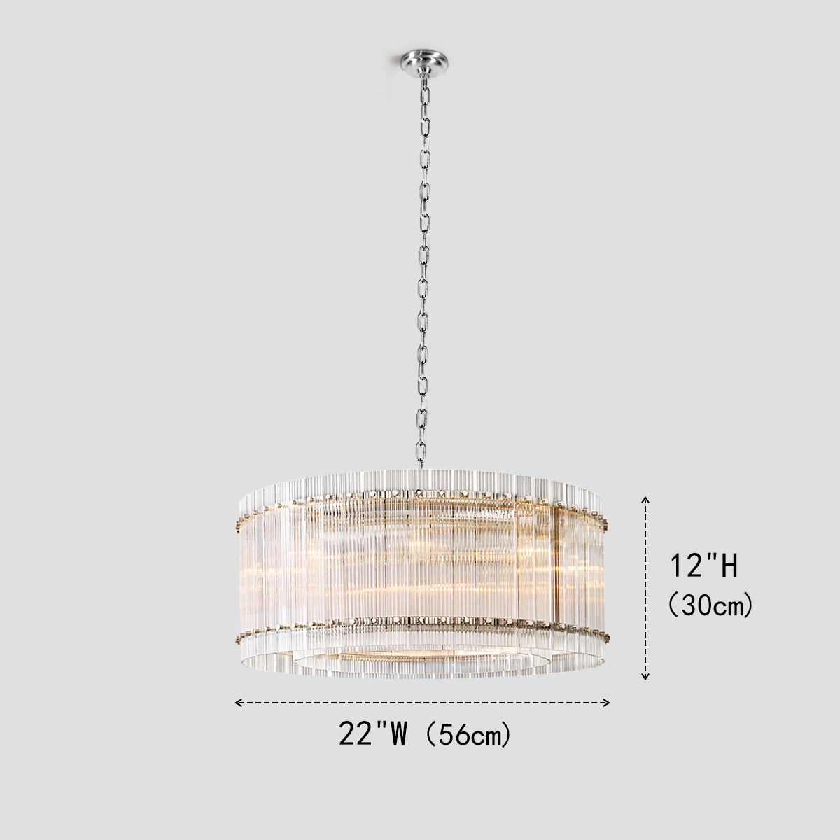 Ulysses Round Ribbed Glass Chandelier