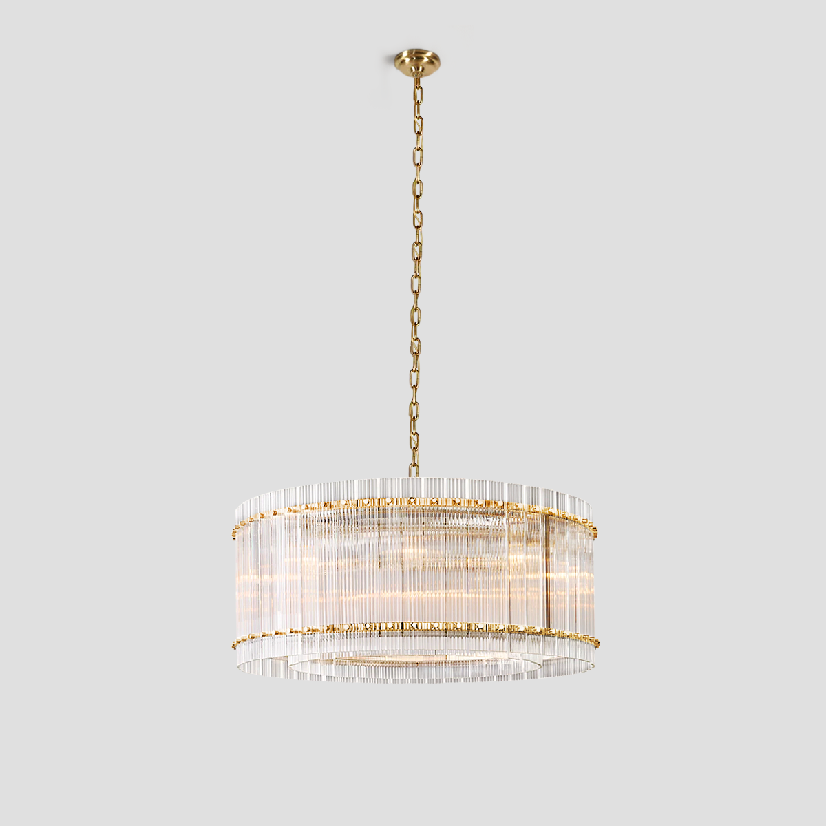 Ulysses Round Ribbed Glass Chandelier