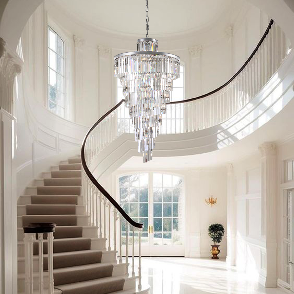 Beckett Multi-Tiered/ Layered Crystal Rod Chandelier