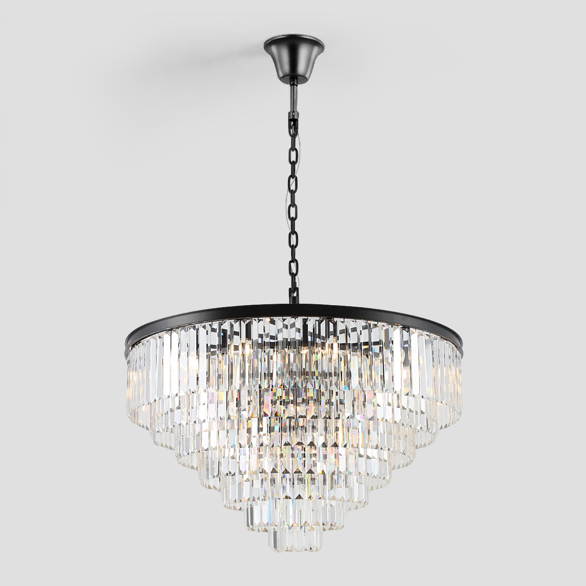 Beckett Multi-Tier Clear/Smoke Crystal Round Chandelier