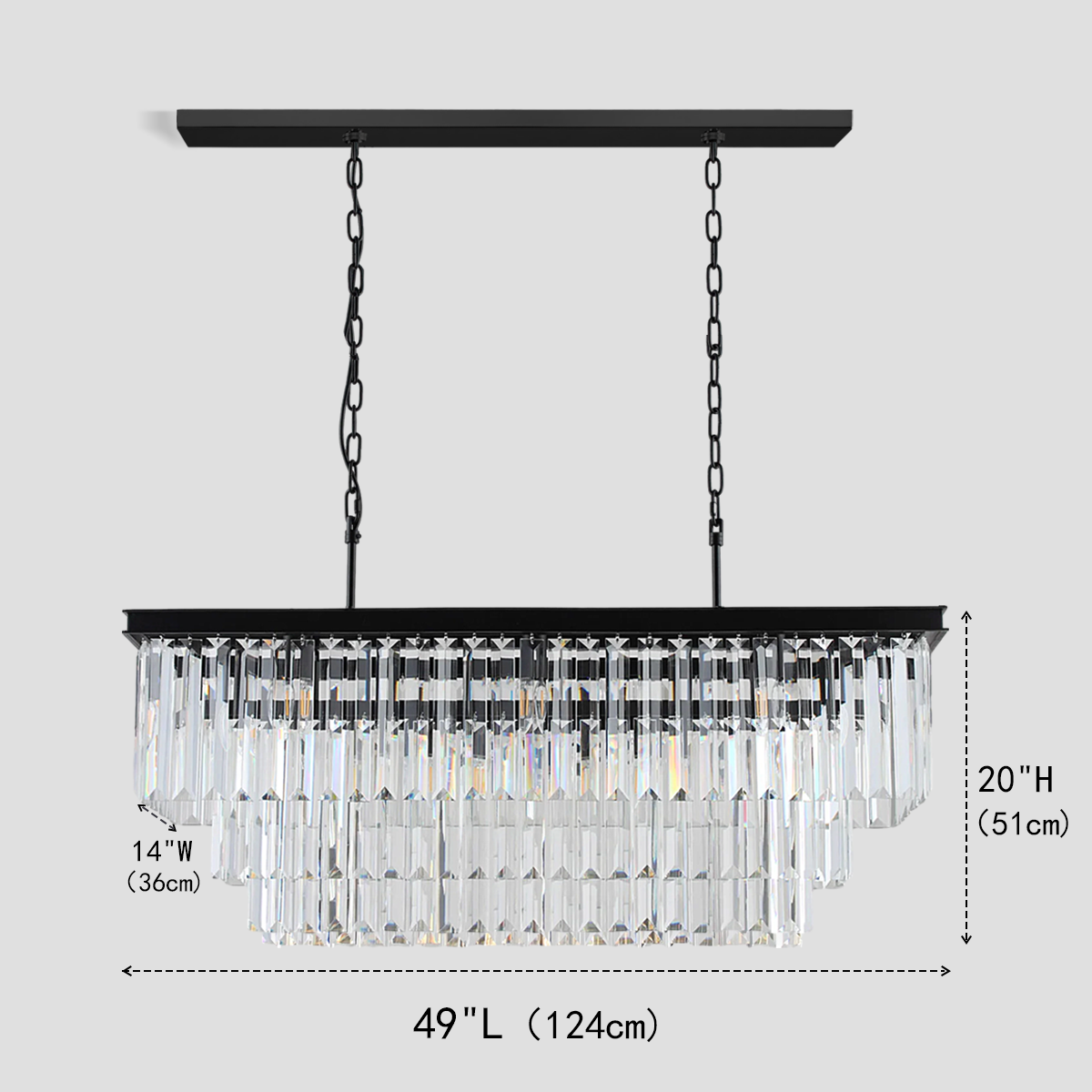 Beckett 3-Tier Crystal Rectangular Chandelier