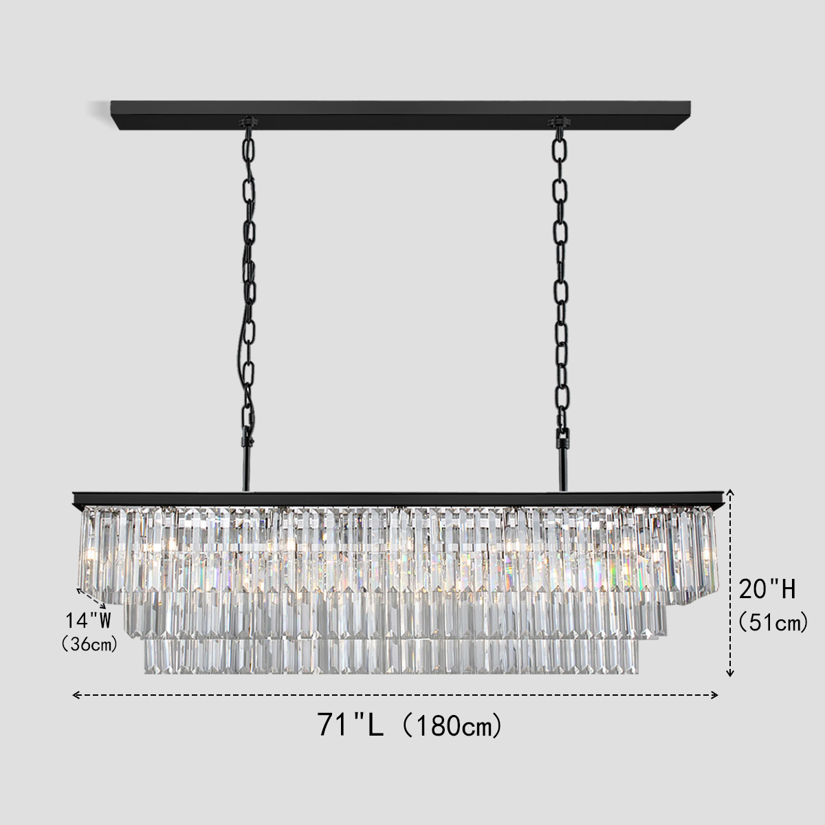 Beckett 3-Tier Crystal Rectangular Chandelier