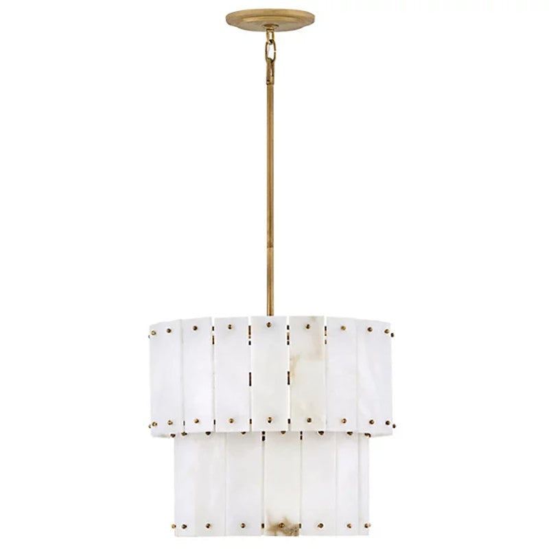 Simo Alabaster Round 2-Tier Chandelier D17.5"/D24"