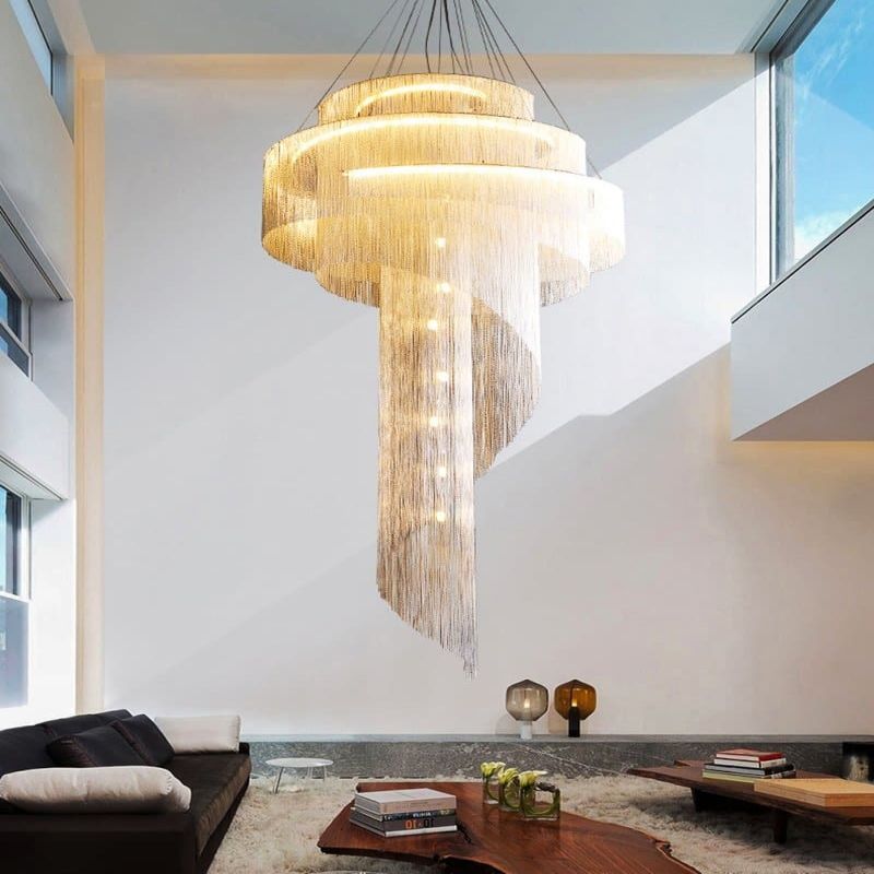 Alisa Luxury Aluminum Chain Tassel Ring Multilayer Chandelier