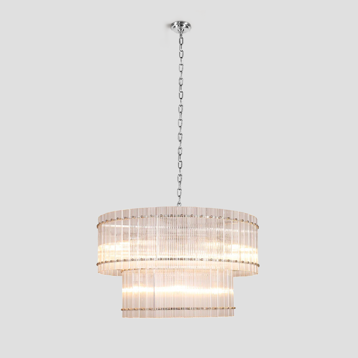 Ulysses Round Ribbed Glass Chandelier