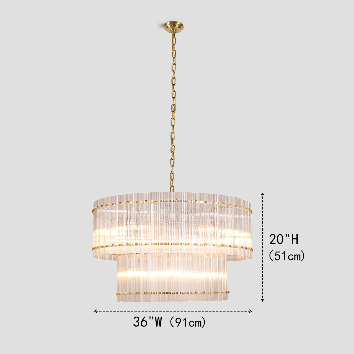 Ulysses Round Ribbed Glass Chandelier