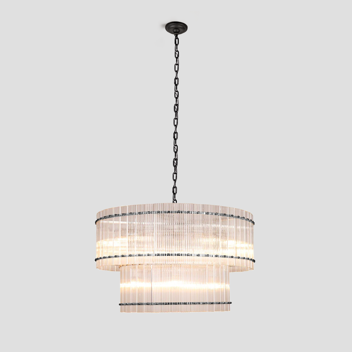 Ulysses Round Ribbed Glass Chandelier